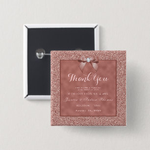 Rose Gold & Stylish Glitter Wedding 15 Cm Square Badge