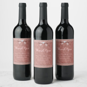  Rose Gold & Stylish Glitter Wedding Favour Wine Label