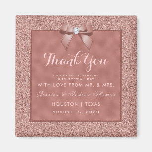  Rose Gold & Stylish Glitter Wedding Magnet