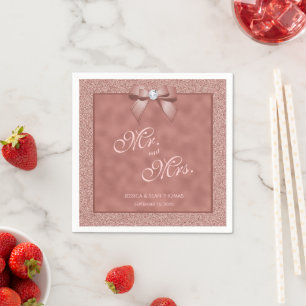 Rose Gold & Stylish Glitter Wedding Napkin
