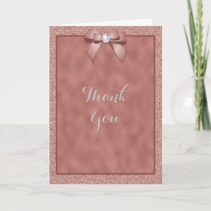 Rose Gold & Stylish Glitter Wedding Thank You Card