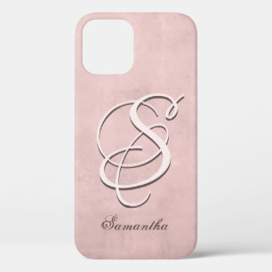 Rose Gold stylish rustic Name Monogram iPhone 12 Case