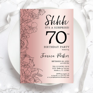 Rose Gold Surprise 70th Birthday Invitation
