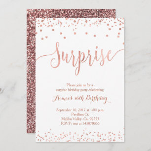 Rose Gold Surprise Birthday Invitation