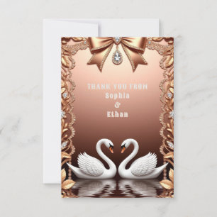 Rose Gold Swan Thank You Wedding Appreciation Card