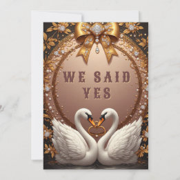 🌷 Rose Gold Swans Frame Wedding 💍 Invitation