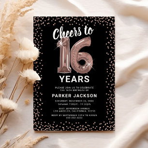 Rose Gold Sweet 16 Birthday Invitation
