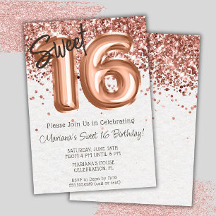 Rose Gold Sweet 16 Birthday Party Invitation