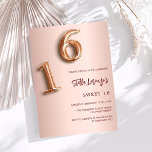 Rose gold Sweet 16 luxury Invitation<br><div class="desc">A modern,  stylish and glamourous invitation for a girl's Sweet 16,  16th birthday party.  A rose gold gradient background. The name is written with a modern dark rose gold coloured hand lettered style script.  Personalise and add your party details.  Number 16 is written with a balloon style font,  script.</div>