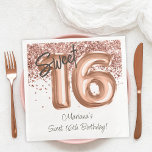 Rose Gold Sweet 16th Birthday Party Napkin<br><div class="desc">Rose gold sweet 16th birthday party paper napkins to decorate the birthday party tables.</div>