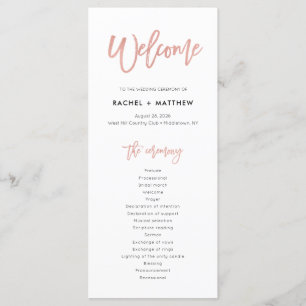 Rose Gold Sweet Fairytale Wedding Ceremony Program Programme