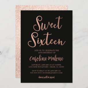Rose Gold Sweet Sixteen Birthday Invitation