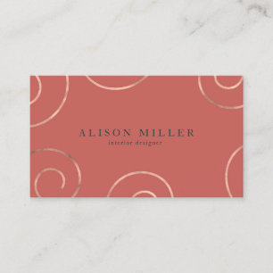 Rose Gold Swirls Modern Professional Business Card