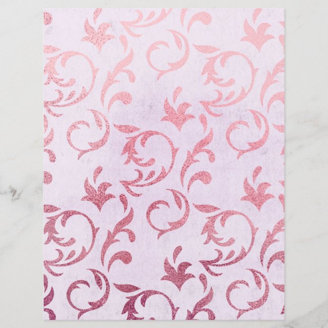 Rose Gold Swirls Scrapbook Paper (Front)