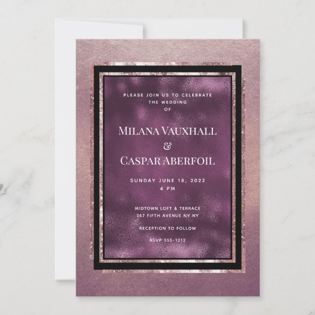 Rose Gold & Tanzanite Gallery Wedding & Party Invitation (Front)