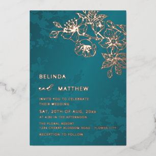Rose Gold Teal Floral Wedding