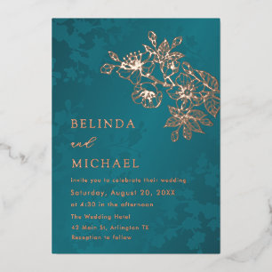 Rose Gold Teal Floral Wedding