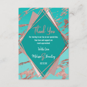 Rose Gold Teal Green Marble Diamond Thank You