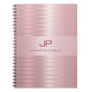 Rose Gold Template Monogram Elegant Trendy Modern Notebook