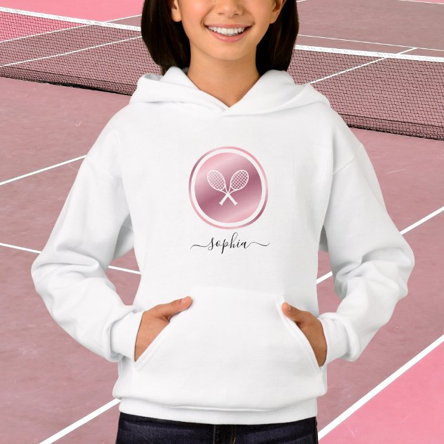 Rose Gold Tennis Kids Personalised Hoodie (Creator Uploaded)