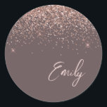 Rose Gold Terracotta Monogram Glam Name  Classic R Classic Round Sticker<br><div class="desc">Rose Gold - Blush Pink Terracotta Faux Foil Metallic Sparkle Glitter Brushed Metal Monogram Name and Initial Paper Party Sticker Address Labels. This makes the perfect sweet 16 birthday,  wedding,  bridal shower,  anniversary,  baby shower or bachelorette party gift for someone that loves glam luxury and chic styles.</div>