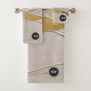 Rose Gold Textured Plaster Abstract Bath Towel Set