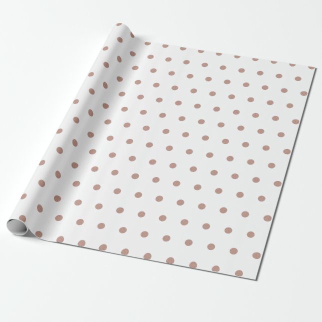 Rose Gold Textured Polka Dot Pattern Wrapping Paper (Unrolled)