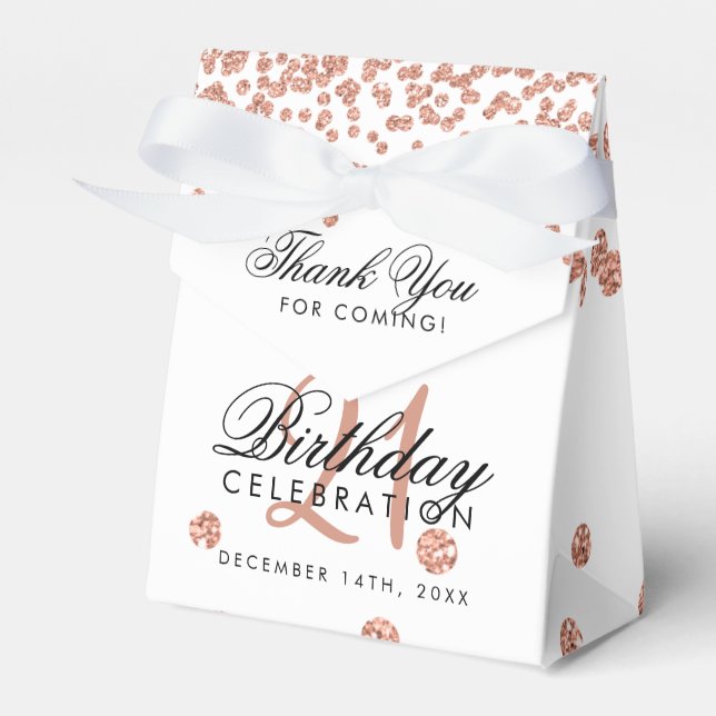 Rose Gold Thank You 21st Birthday Confetti White Favour Box (Front Side)