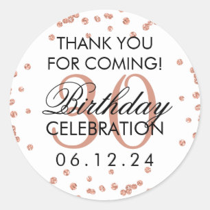 Rose Gold Thank You 30th Birthday Glitter Confetti Classic Round Sticker