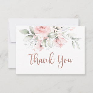 Rose gold thank you card, blush pink card
