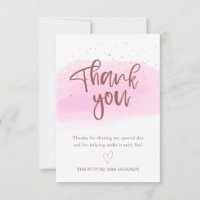 Rose Gold Thank You Card for Bridal Shower