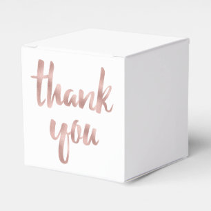 Rose gold thank you favour boxes, foil font favour box