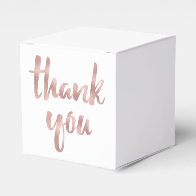 Rose gold thank you favour boxes, foil font favour box (Front Side)