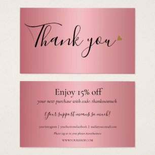 Rose Gold Thank You For Shopping Discount Card