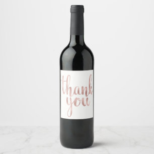 Rose gold thank you wine label, foil label