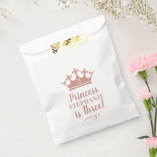 Rose Gold Tiara Crown Personalised Princess Party Favour Bags