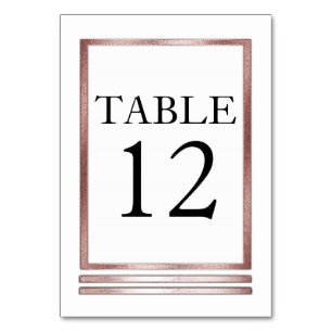 Rose Gold Tone White Modern Simple Elegant Table Number