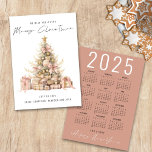 Rose Gold Tree 2025 Calendar Merry Christmas Holiday Card<br><div class="desc">Rose Gold Treet 2025 Calendar Merry Christmas is in a stylish set handwritten style script. With a handy 2025 calendar on the back for your recipients and Happy New Year greeting.</div>
