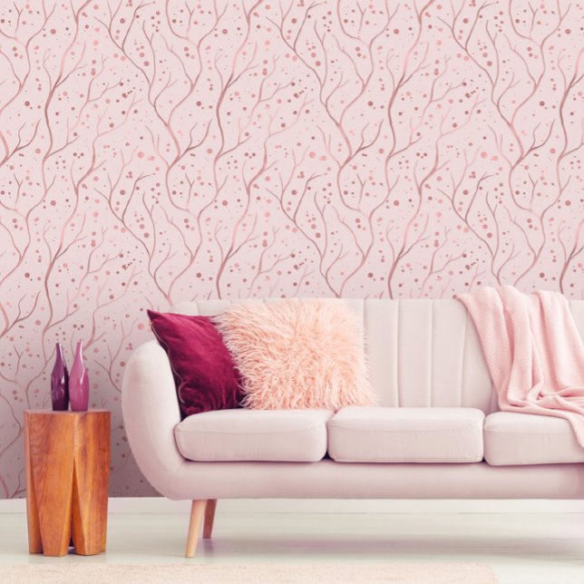 Rose Gold Tree Branches  - customise background Wallpaper (Creator Uploaded)