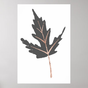 Rose Gold Tree Leaf Wall Print