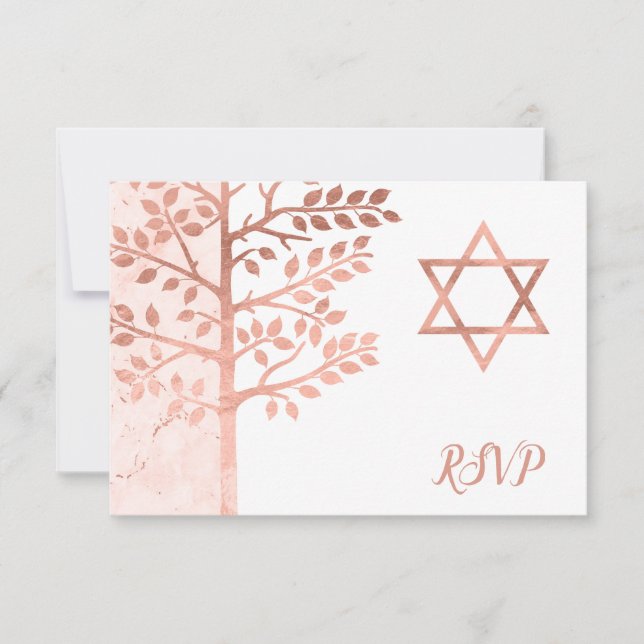 Rose Gold Tree of Life Bat Mitzvah RSVP (Front)