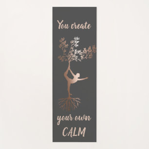 Rose Gold Tree Silhouette You Create Your Own Calm Yoga Mat