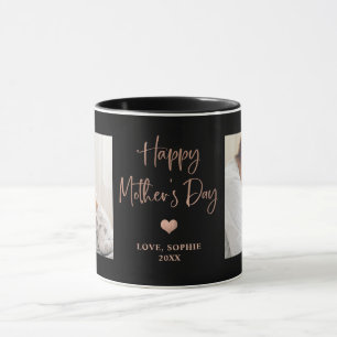 Rose Gold   Two Photo Script Happy Mother's Day Mug