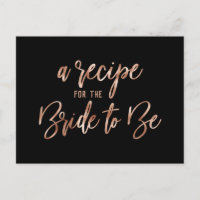 Rose Gold Typography Bridal Shower Recipe Card