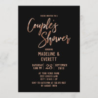 Rose Gold Typography Couple's Shower Invitation