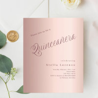Rose gold typography Quinceanera invitation