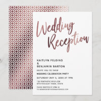 Rose Gold Typography Wedding Reception