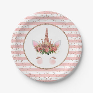 Rose Gold Unicorn Princess Paper Plate