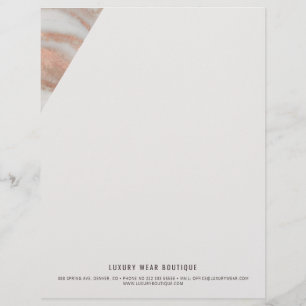 Rose gold veined marble stone business office custom letterhead