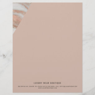 Rose gold veined marble stone business office custom letterhead